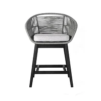 Solid Wood Bar Height Chair with Footrest – Low Back Outdoor Seating for Relaxation