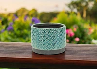 Ceramic Round Planter with Geometric Pattern – Versatile Pot for Home & Garden