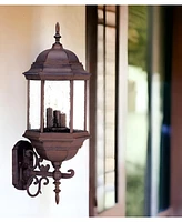 Three Domed Textured Glass Lantern Wall Light – Elegant Outdoor Lighting for Porch & Patio