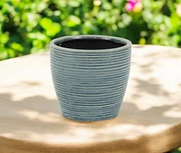 Striped Ceramic Round Planter – Modern Pot for Indoor & Outdoor Spaces