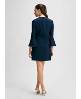 Isaac Mizrahi Women's V-Neck Dress with Flare Hem Sleeve