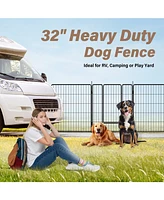 Dog Playpen Indoor Outdoor, 32" Height 8 Panels Fence with Anti-Rust Coating, Metal Heavy Portable Foldable Dog Pen for Large, Medium Small Dogs Rv Ya