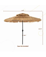 Mondawe Ft Hawaiian Beach Parasol Outdoor Umbrella with Solar Lights