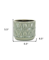 Geometric Ceramic Round Pot Planter – Indoor & Outdoor Decorative Planter