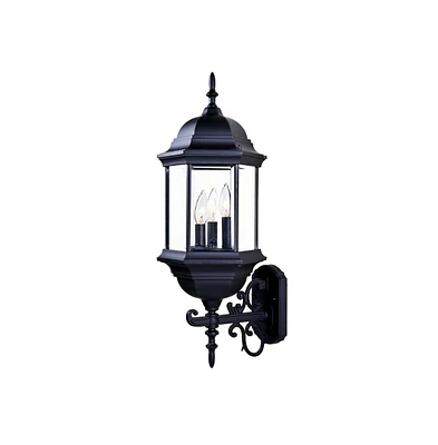 Three-Light Domed Glass Lantern Wall Light – Stylish Outdoor Wall Fixture
