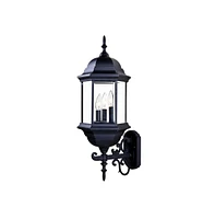 Three-Light Domed Glass Lantern Wall Light – Stylish Outdoor Wall Fixture