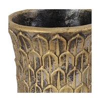 Textural Tone-On-Tone Cement Round Urn Planter – Elegant Pot for Outdoor & Indoor Spaces