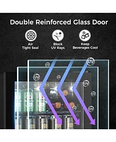 Cowsar 24 Bottle Wine Cooler/Cabinet Beverage Refrigerator Small Mini Wine Cellar Beer Soda Clear Glass Door Bar Fridge Quiet Operation Compressor Adj