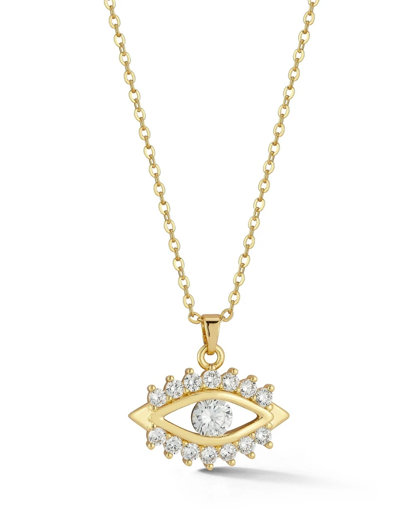 Rachel Zoe Gold Plated Dainty Evil Eye Pendant Necklace