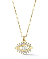 Rachel Zoe Gold Plated Dainty Evil Eye Pendant Necklace