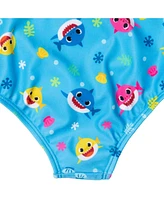 Baby Shark Baby Girls Shark Shark Crossover One Piece Bathing Suit to