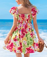 Cupshe Women's Bright Garden Floral Mini Beach Dress