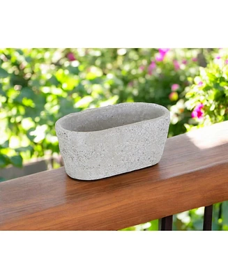 9" Gray Speckle Glaze Cement Indoor Outdoor Oval Pot Planter