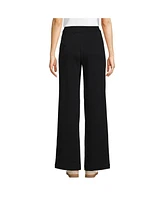 Lands' End Petite Sport Knit High Rise Pleated Wide Leg Pants