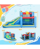 Qaba Inflatable Water Slide Bounce House w/ 550W Blower 12.6' x 9.5' x 5.9'