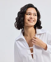 Reistor Women's Crisp Details Button-down Shirt White