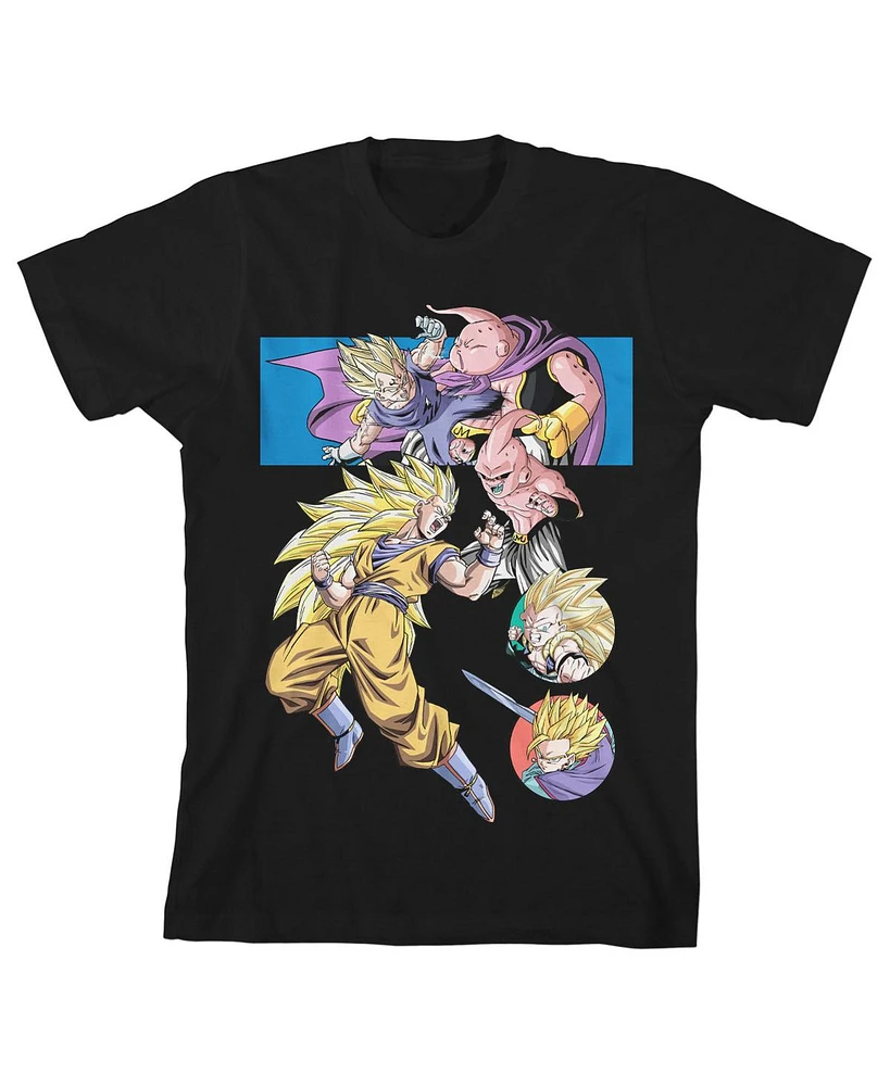 Dragon Ball Z Boys Majin Buu Vs Gohan Goku Trunks And Vegeta Youth Black T-shirt