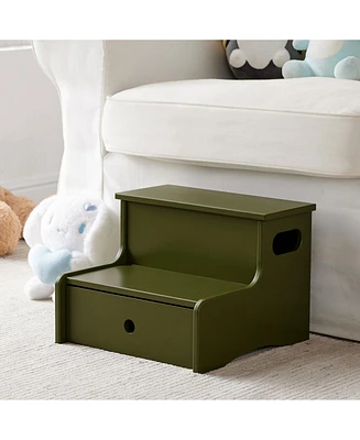 Kings Brand Furniture Wooden Toddler Step Stool for Kids with Storage Bedroom, Bathroom & Kitchen