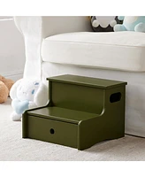 Kings Brand Furniture Wooden Toddler Step Stool for Kids with Storage Bedroom, Bathroom & Kitchen
