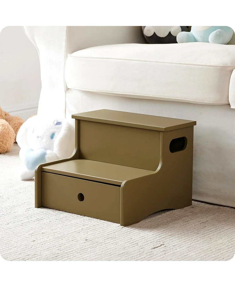 Kings Brand Furniture Wooden Toddler Step Stool for Kids with Storage Bedroom, Bathroom & Kitchen