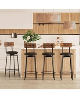 Bar Stools Set of 4, Wider Base Pu Upholstered Swivel Barstools