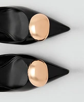 Mango Women's Metallic Detail Kitten-Heel Shoes