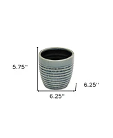 Indoor/Outdoor Striped Ceramic Round Planter – Stylish Pot for Plants