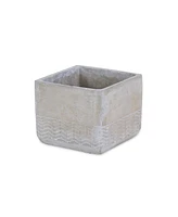 Cement Square Pot Planter with Chevron Design – Indoor/Outdoor Use