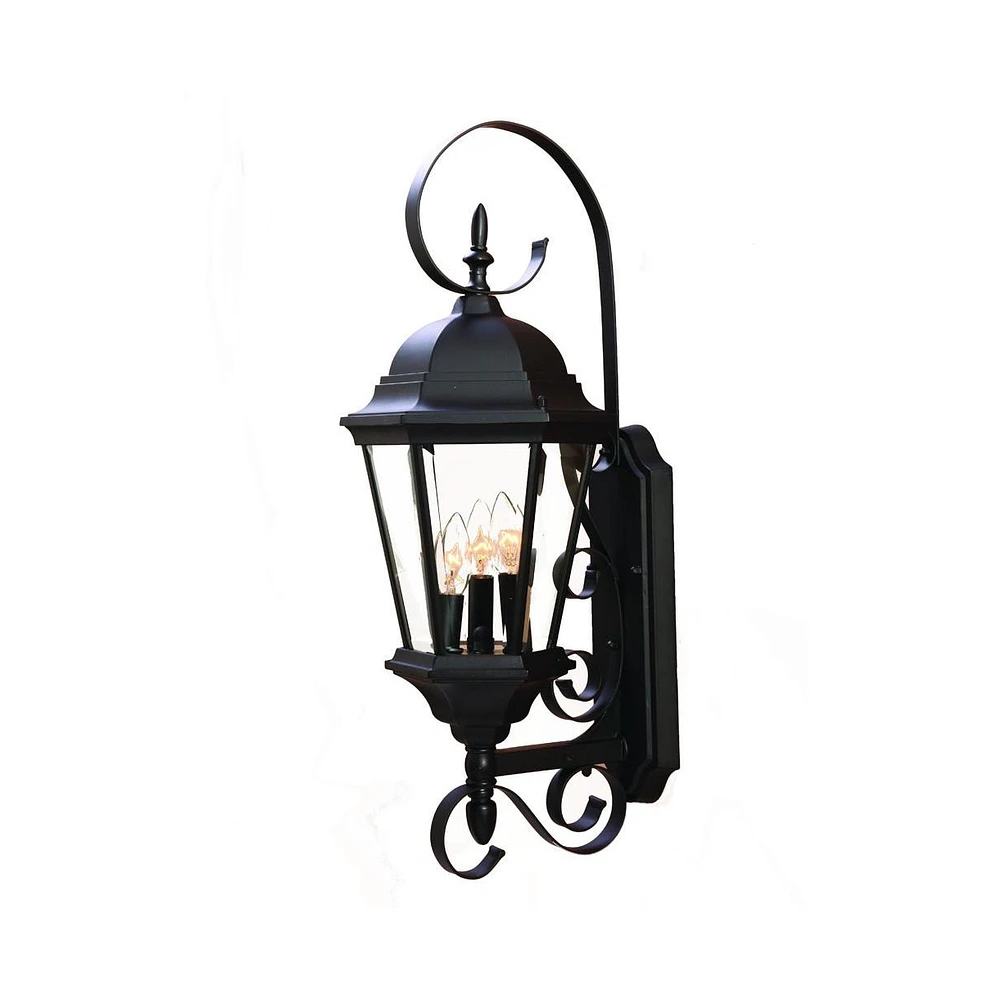 Three Light Dark Brown Swing Arm Lantern Wall