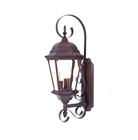 Three Light Dark Brown Swing Arm Lantern Wall Light