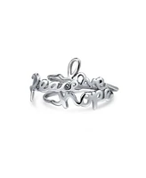 Bling Jewelry 925 Sterling Silver Peace Love Hope Inspirational Saying Words Knuckle Midi Ring Set
