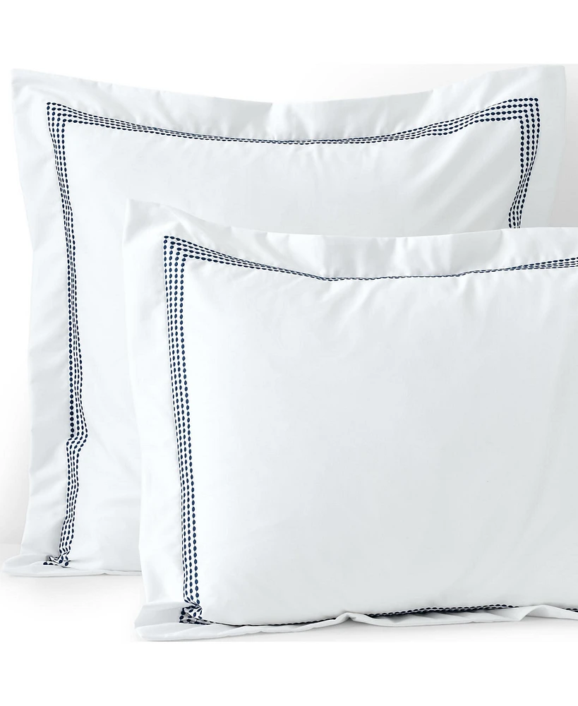 Lands' End 400 Thread Count Premium Supima Cotton No Iron Sateen Embroidered Pillow Sham