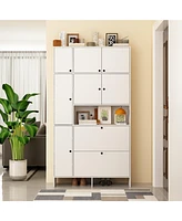 Multifunctional shoe cabinet with 9 doors, extra space, white shoe rack for storage, removable and adjustable shelves