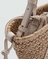 Mango Women's Small Double Handle Natural Fiber Bag