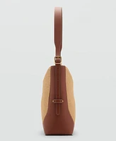 Mango Women's Contrast Canvas Shoulder Bag