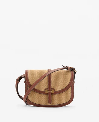 Mango Women's Contrast Canvas Crossbody Bag