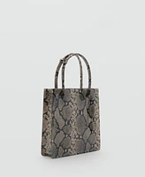 Mango Women's Animal Print Double Handle Handbag