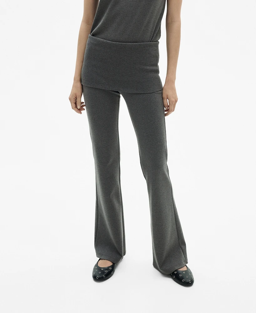 Mango Women's Turn-Up Waist Flared Pants
