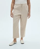 Mango Women's Elastic Waist Flowy Trouser Pants