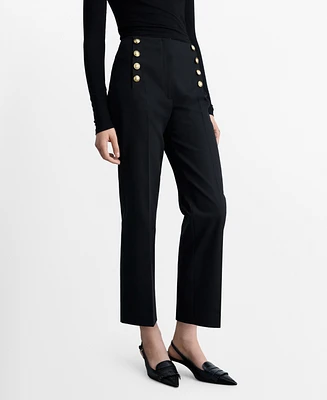 Mango Women's Jewel Buttoned Straight Pants