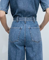 Mango Women's Denim Belt Jumpsuit