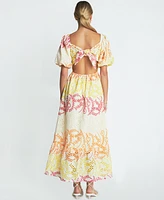 English Factory Women's Cotton Eyelet Puff-Sleeve Maxi Dress