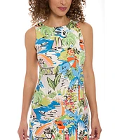 London Times Women's Printed Sleeveless Satin Shift Dress