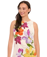 London Times Women's Floral-Print Sleeveless Shift Dress