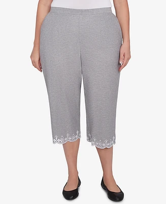 Alfred Dunner Plus Crystal Springs Eyelet Embroidered Capri Pants