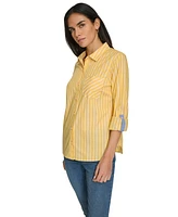 Nautica Jeans Women's Sail Stripe Roll Tab Top