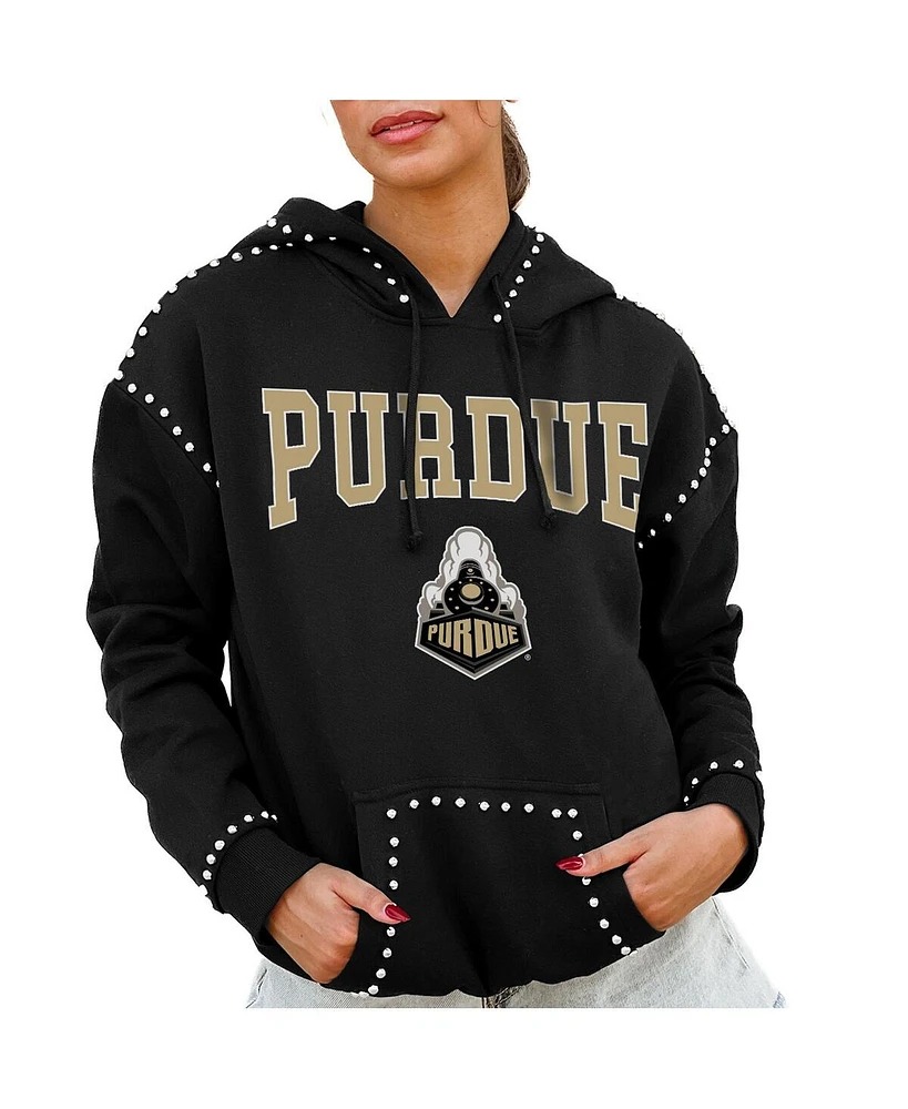 Gameday Couture Women's Black Purdue Boilermakers Studded Pullover Hoodie