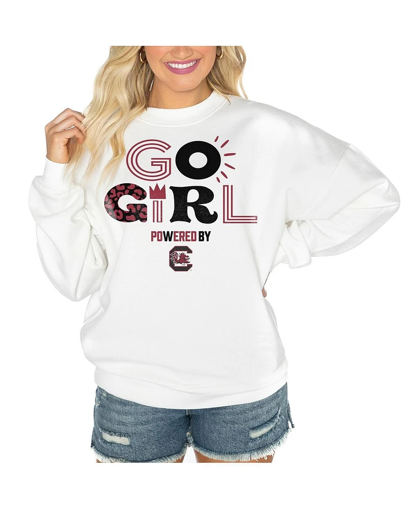 Gameday Couture Women's White South Carolina Gamecocks PoweredBy Go Girl Premium Pullover Sweatshirt