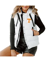 Gameday Couture Women's White Tennessee Volunteers Hooded Full-Snap Puffer Vest