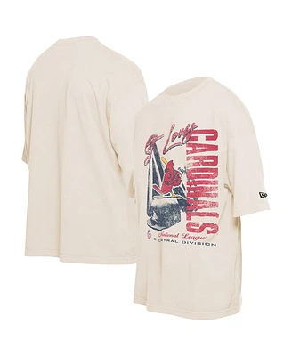 New Era Men's Cream St. Louis Cardinals Cooperstown Collection Oversized Throwback Distressed T-Shirt